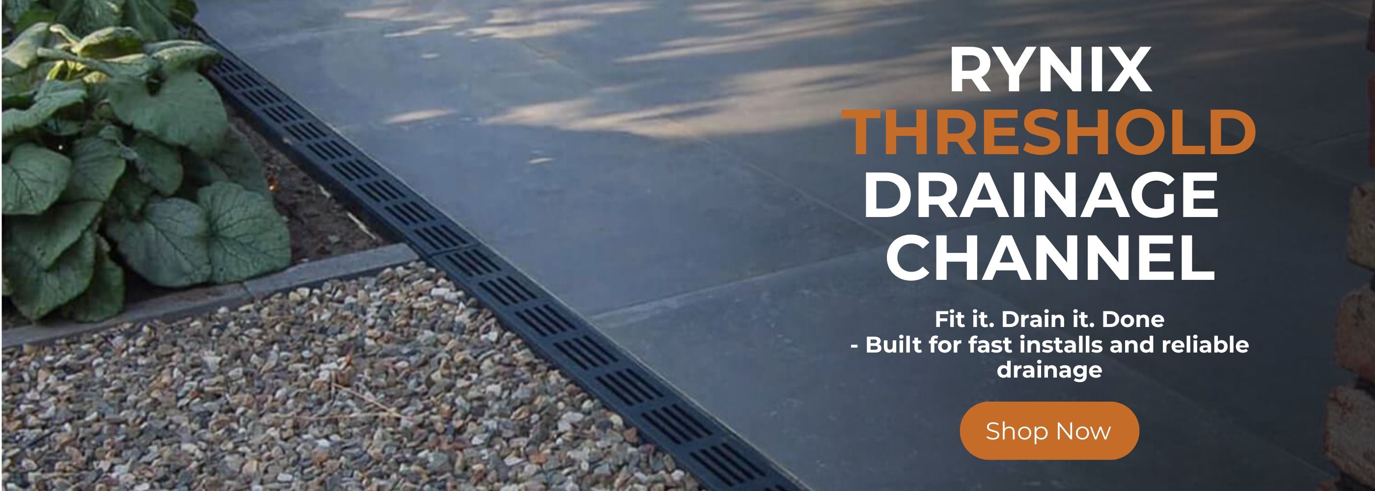 Rynix Threshold Drainage Channel installed on a driveway 