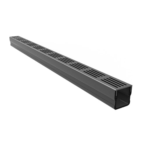 Rynix Mini Threshold Drainage Channel 1m Length - Black Aluminium Grating - Rynix