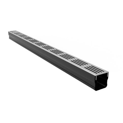 Rynix Mini Threshold Drainage Channel 1m Length - Silver Aluminium Grating - Rynix