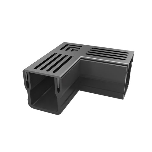 Rynix Mini Threshold Drainage Channel Corner - Black Aluminium Grating - Rynix
