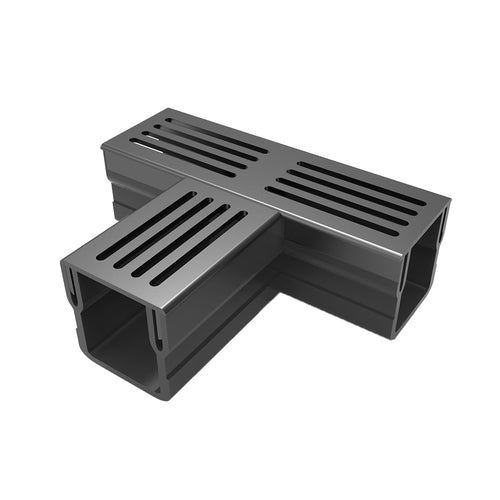 Rynix Mini Threshold Drainage Channel T - Section - Black Aluminium Grating - Rynix