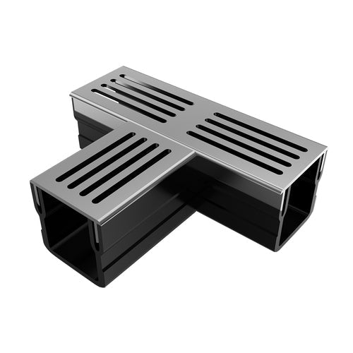Rynix Mini Threshold Drainage Channel T - Section - Silver Aluminium Grating - Rynix
