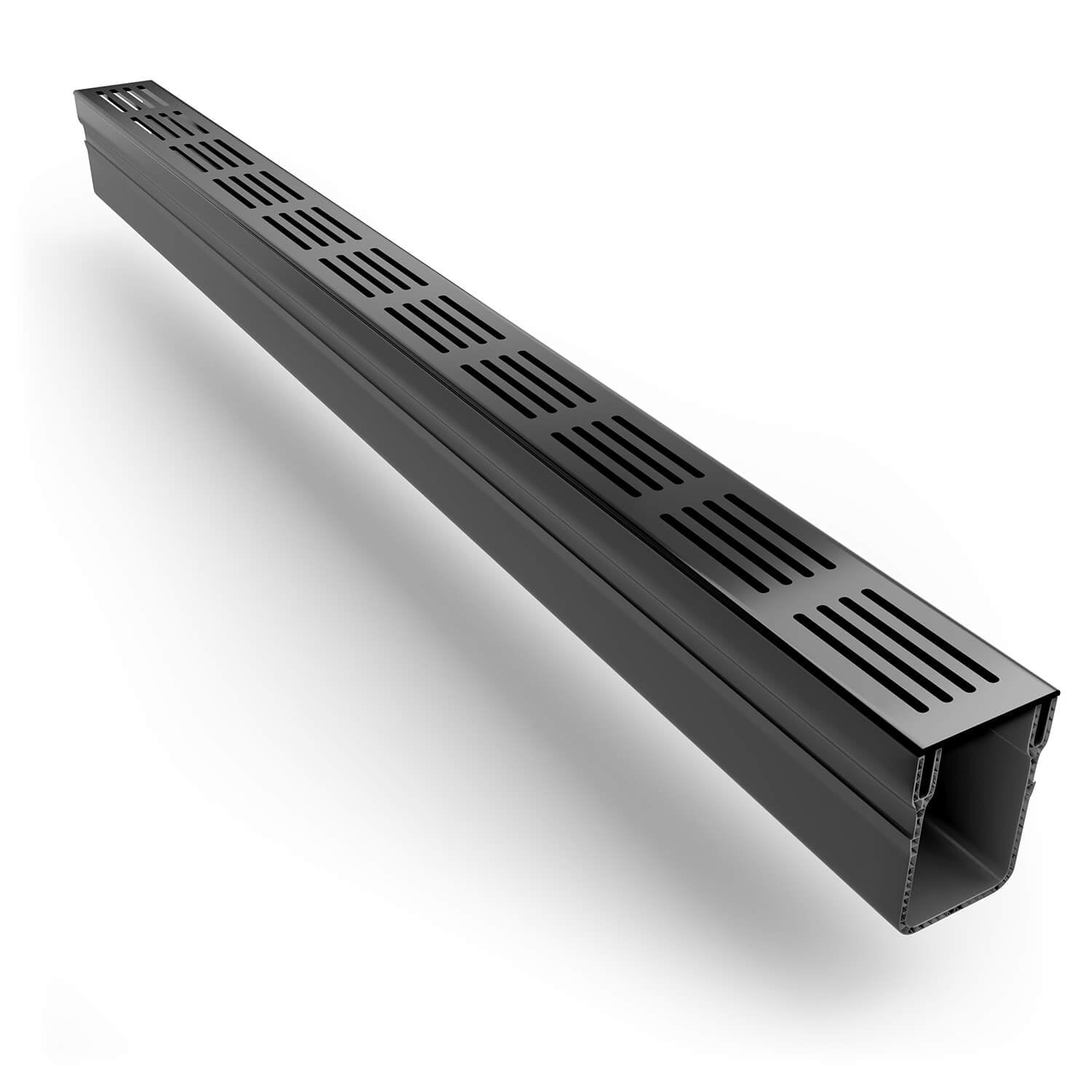 Rynix Threshold Drainage Channel 1m Length - Black Aluminium Grating - Rynix
