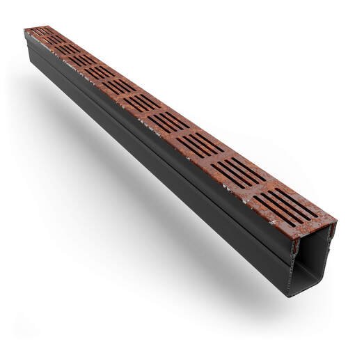 Rynix Threshold Drainage Channel 1m Length - CorTen Steel Grating - Rynix