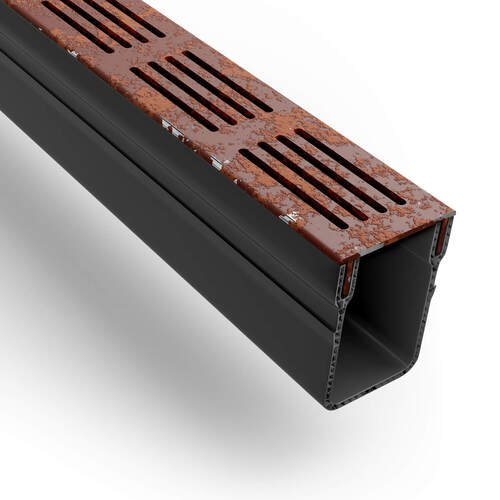 Rynix Threshold Drainage Channel 1m Length - CorTen Steel Grating - Rynix