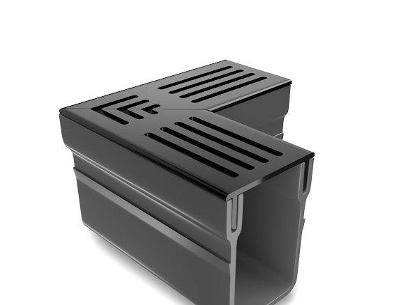 Rynix Threshold Drainage Channel Corner - Black Aluminium Grating - Rynix