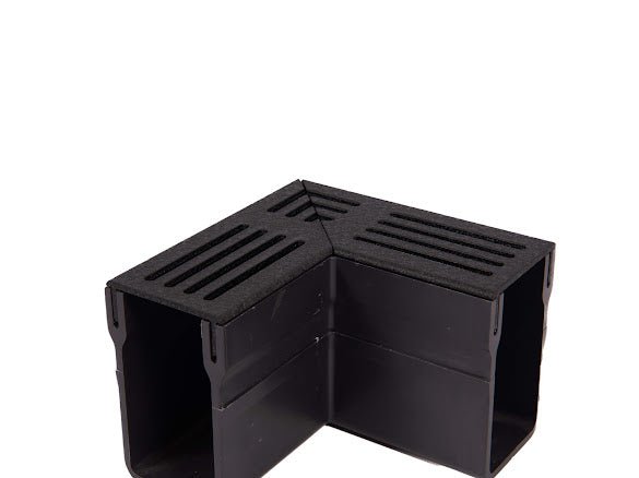 Rynix Threshold Drainage Channel Corner - Black Aluminium Grating - Rynix