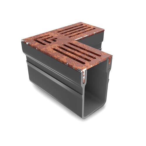 Rynix Threshold Drainage Channel Corner - CorTen Steel Grating - Rynix