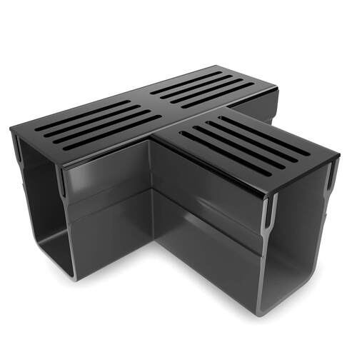 Rynix Threshold Drainage Channel T - Section - Black Aluminium Grating - Rynix