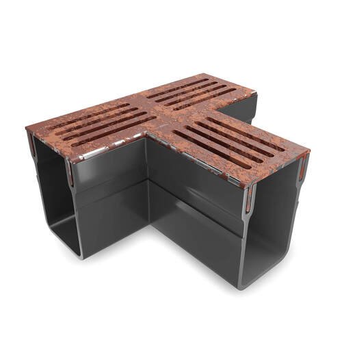 Rynix Threshold Drainage Channel T - Section - CorTen Steel Grating - Rynix